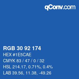 カラーコード: RGB 30 92 174 | qconv.com