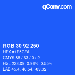 颜色代码: RGB 30 92 250 | qconv.com