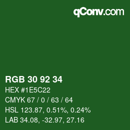 Color code: RGB 30 92 34 | qconv.com