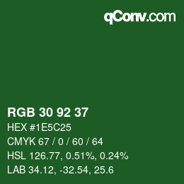 颜色代码: RGB 30 92 37 | qconv.com