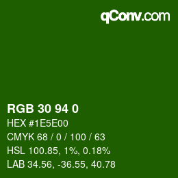 Color code: RGB 30 94 0 | qconv.com