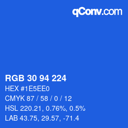 Color code: RGB 30 94 224 | qconv.com
