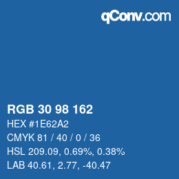 Color code: RGB 30 98 162 | qconv.com