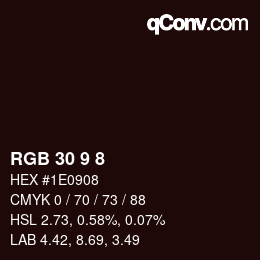Farbcode: RGB 30 9 8 | qconv.com