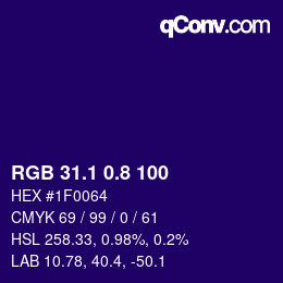 カラーコード: RGB 31.1 0.8 100 | qconv.com