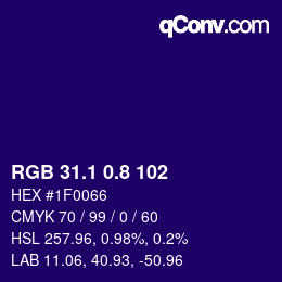 カラーコード: RGB 31.1 0.8 102 | qconv.com