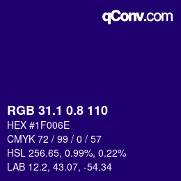 カラーコード: RGB 31.1 0.8 110 | qconv.com