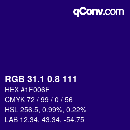 カラーコード: RGB 31.1 0.8 111 | qconv.com