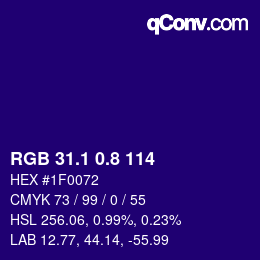 カラーコード: RGB 31.1 0.8 114 | qconv.com