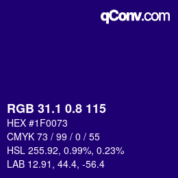 カラーコード: RGB 31.1 0.8 115 | qconv.com