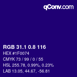カラーコード: RGB 31.1 0.8 116 | qconv.com