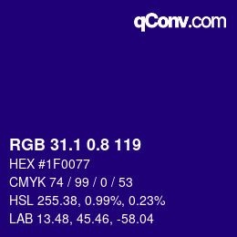 カラーコード: RGB 31.1 0.8 119 | qconv.com