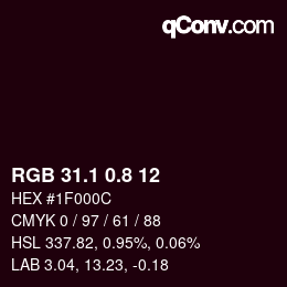 Color code: RGB 31.1 0.8 12 | qconv.com