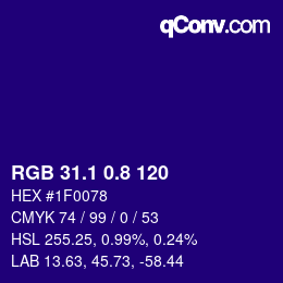カラーコード: RGB 31.1 0.8 120 | qconv.com