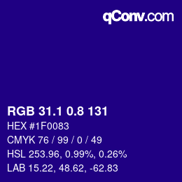 カラーコード: RGB 31.1 0.8 131 | qconv.com