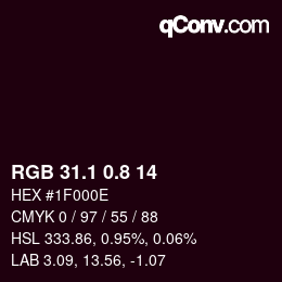 カラーコード: RGB 31.1 0.8 14 | qconv.com