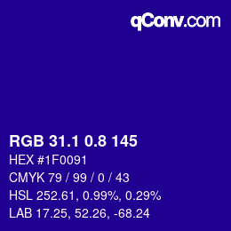 カラーコード: RGB 31.1 0.8 145 | qconv.com