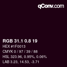Color code: RGB 31.1 0.8 19 | qconv.com