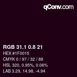 Color code: RGB 31.1 0.8 21 | qconv.com