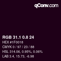 Color code: RGB 31.1 0.8 24 | qconv.com
