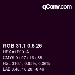 Code couleur: RGB 31.1 0.8 26 | qconv.com
