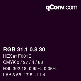 Color code: RGB 31.1 0.8 30 | qconv.com