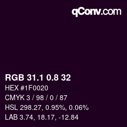 Color code: RGB 31.1 0.8 32 | qconv.com