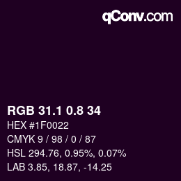Color code: RGB 31.1 0.8 34 | qconv.com