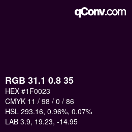 Color code: RGB 31.1 0.8 35 | qconv.com