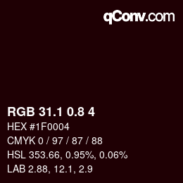 カラーコード: RGB 31.1 0.8 4 | qconv.com