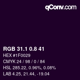 Code couleur: RGB 31.1 0.8 41 | qconv.com