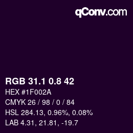カラーコード: RGB 31.1 0.8 42 | qconv.com