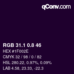Color code: RGB 31.1 0.8 46 | qconv.com