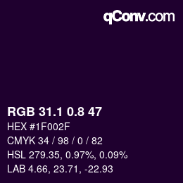カラーコード: RGB 31.1 0.8 47 | qconv.com