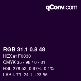 カラーコード: RGB 31.1 0.8 48 | qconv.com