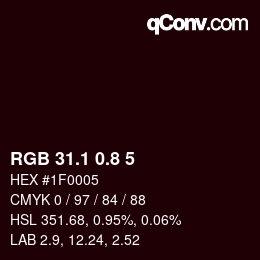 Color code: RGB 31.1 0.8 5 | qconv.com