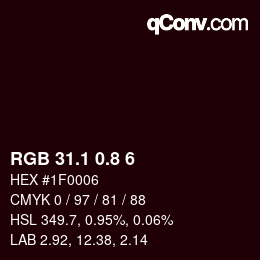 Color code: RGB 31.1 0.8 6 | qconv.com