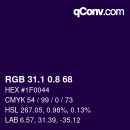 カラーコード: RGB 31.1 0.8 68 | qconv.com