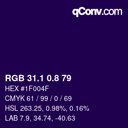 カラーコード: RGB 31.1 0.8 79 | qconv.com
