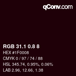 Color code: RGB 31.1 0.8 8 | qconv.com