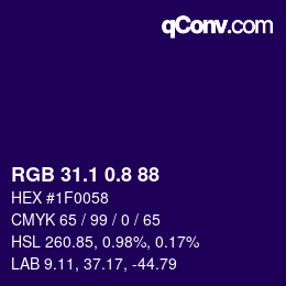 カラーコード: RGB 31.1 0.8 88 | qconv.com