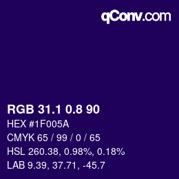 カラーコード: RGB 31.1 0.8 90 | qconv.com