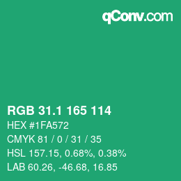 カラーコード: RGB 31.1 165 114 | qconv.com