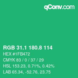 カラーコード: RGB 31.1 180.8 114 | qconv.com