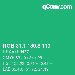 カラーコード: RGB 31.1 180.8 119 | qconv.com
