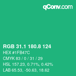 カラーコード: RGB 31.1 180.8 124 | qconv.com