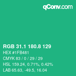 カラーコード: RGB 31.1 180.8 129 | qconv.com