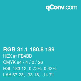 Color code: RGB 31.1 180.8 189 | qconv.com