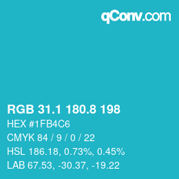 Color code: RGB 31.1 180.8 198 | qconv.com