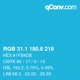 カラーコード: RGB 31.1 180.8 219 | qconv.com